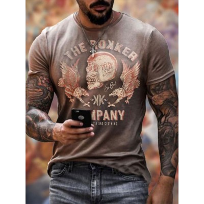 Men's Short Sleeve Skull Pattern HE1307-03-01