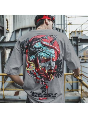 Men's Short Sleeve Back Skull Pattern HE1307-04-02