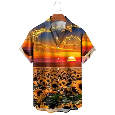 Men's Casual Lapel Printed Short Sleeve Shirt 30450356M