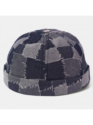 Men Casual Landlord Caps Skull Caps Patchwork Cowboy Denim Hat