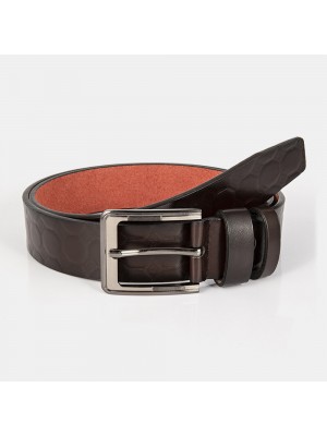 Men Polygonal Dark Pattern Square Pin Buckle Business Casual Leather Belt