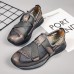 Men Breathable Artificial Leather Hook Loop Closed Toe Outdoor Daily Sandals