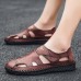 Men Breathable Cowhide Leather Closed Toe Outdoor Sandals