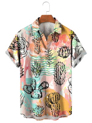 Men's Hawaiian Printed Lapel Short Sleeve Shirt 05011864M