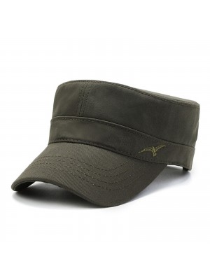 Men Cotton Embroidery Solid Color Outdoor Sunshade Casual Vintage Military Caps Flat Hats