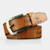 Men PU Leather 110CM Letter Pattern Casual Retro Hollow Pin Buckle Pants Belt